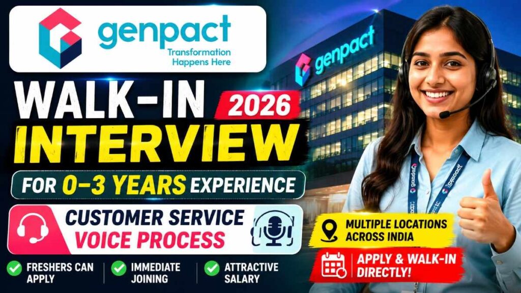 Genpact Walk-In Interview 2026 for 0–3 Years Experience | Customer Service Voice