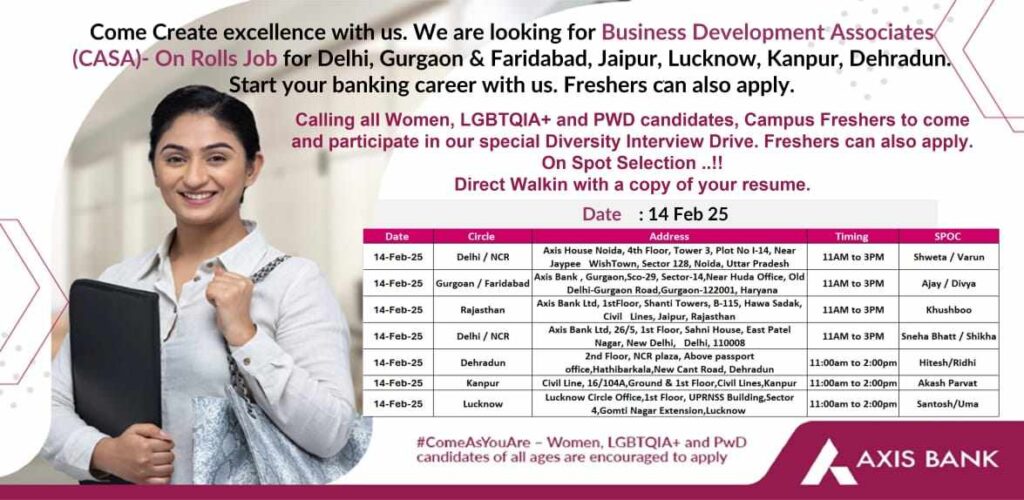 Axis bank job for female