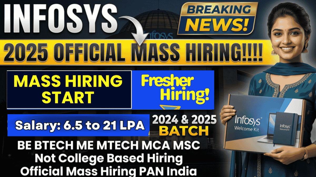 Infosys Off-Campus Hiring Drive 2026 for SP & DSE Roles – Apply Now (FAQs) What is the latest update about Infosys Off-Campus Hiring Drive 2026? Infosys has announced its Off-Campus Hiring Drive 2026 for fresh graduates, offering roles like Specialist Programmer (SP) and Digital Specialist Engineer (DSE) across India. What roles are offered in Infosys Off-Campus Hiring Drive 2026? Infosys is hiring for Specialist Programmer (SP) and Digital Specialist Engineer (DSE) roles for candidates interested in software development and advanced technology domains. What is the eligibility criteria for Infosys Off-Campus Recruitment 2026? To apply for Infosys Off-Campus Hiring Drive 2026, candidates must be graduates from the 2024 or 2025 batch with a degree in BE/B.Tech, ME/M.Tech, or related fields with good academic records. How can I apply for Infosys Off-Campus Hiring Drive 2026?