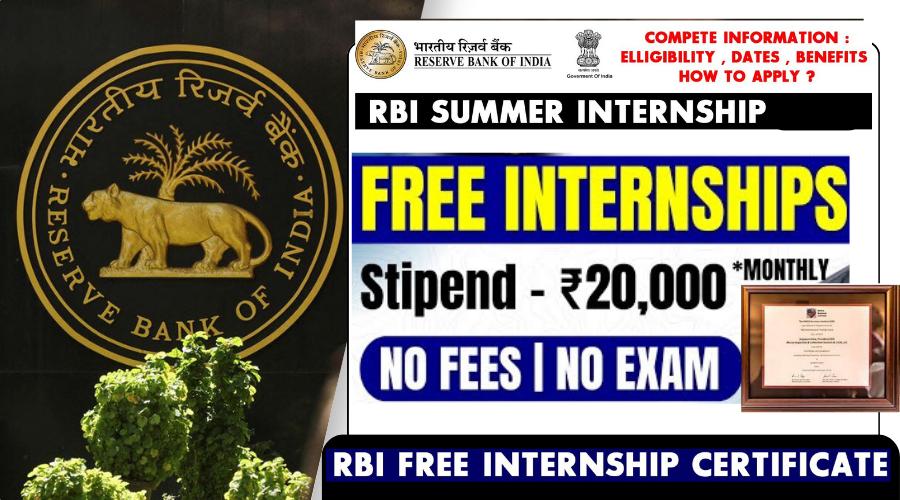 RBI Summer Internship 2024₹20,000 Stipend, Fresher Required Apply