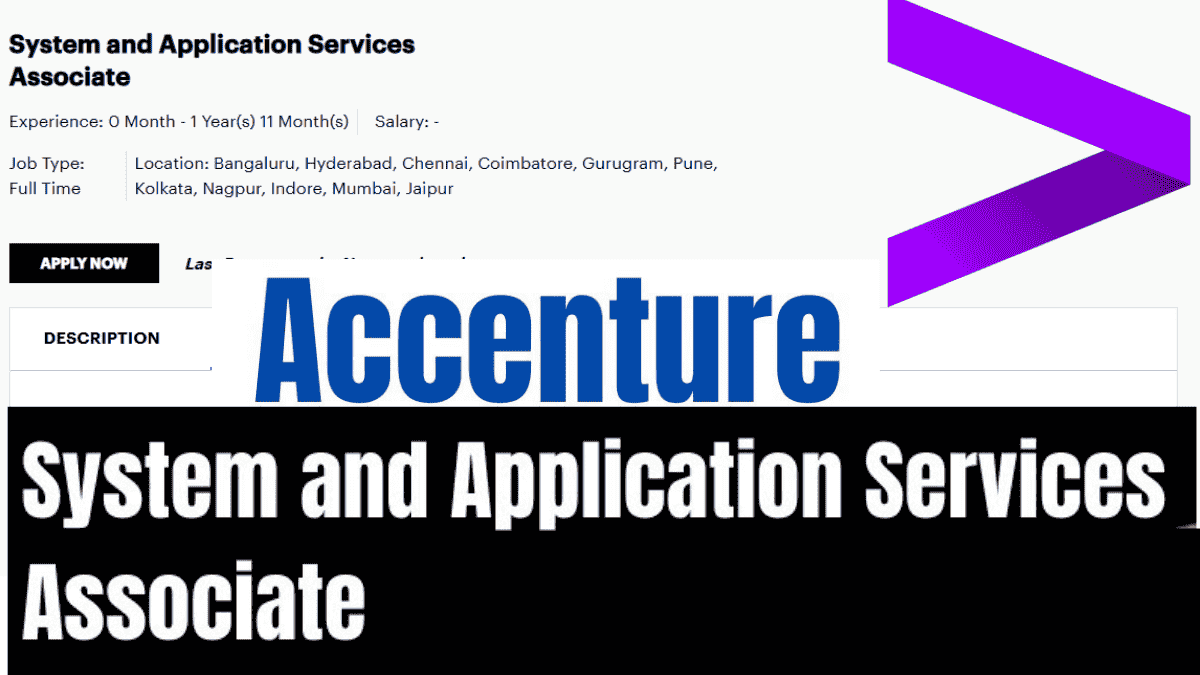 Accenture SASA System and Application Services Associate Job for Freshers