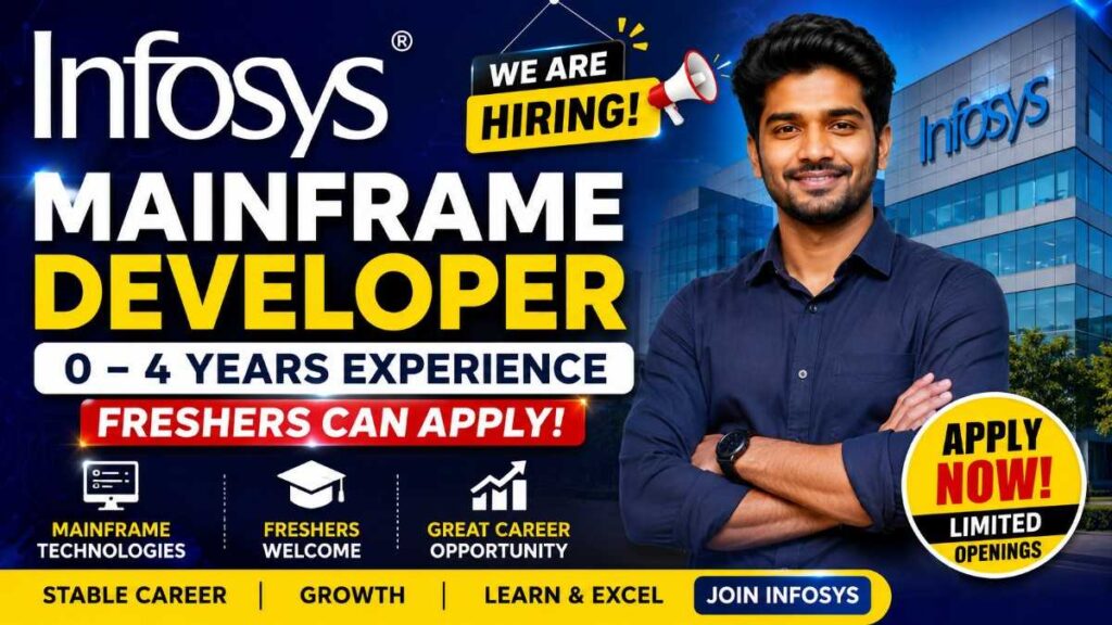 Infosys Hiring for Mainframe Developer 0–4 Years Experience | Freshers Can Apply