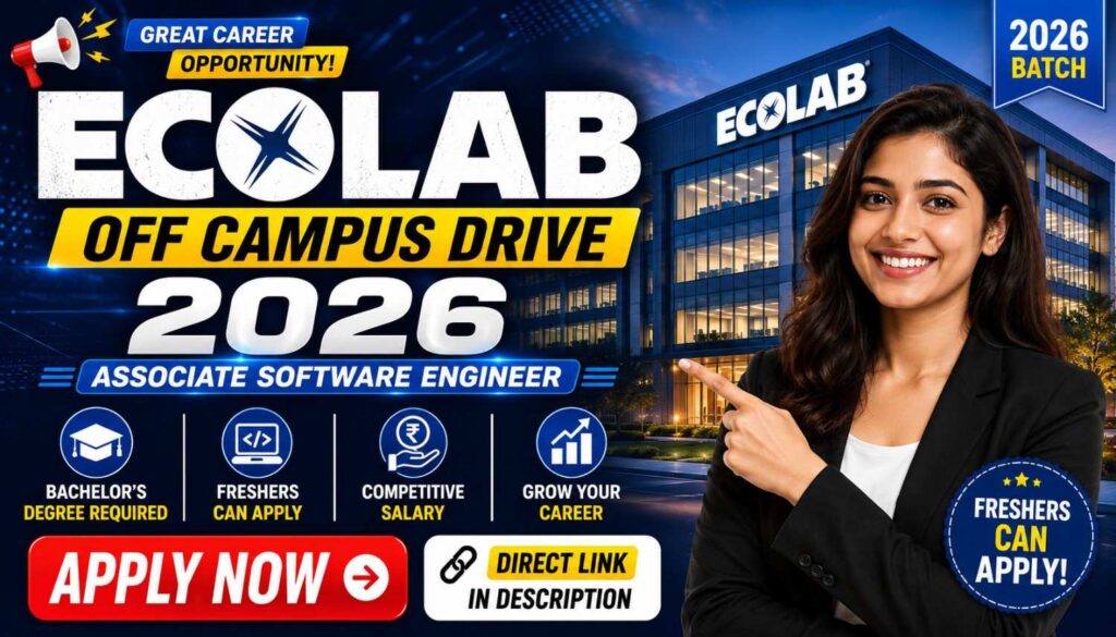 Ecolab Off Campus Drive 2026 for Associate Software Engineer